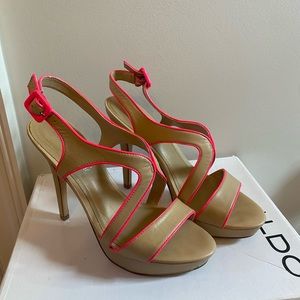 Aldo Bracker Heels in nude and hot pink